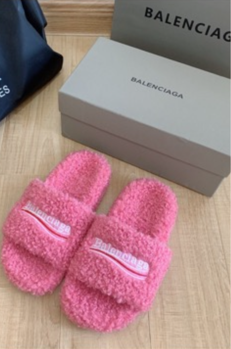 Pink balenci slides